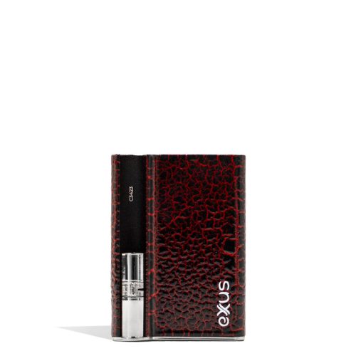 Black Red Crackle Exxus Palm Pro Cartridge Vaporizer Front View on White Background