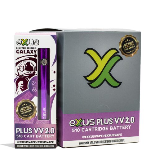 Galaxy Exxus Vape Plus VV 2.0 Cartridge Vaporizer 12pk Packaging Front View on White Background