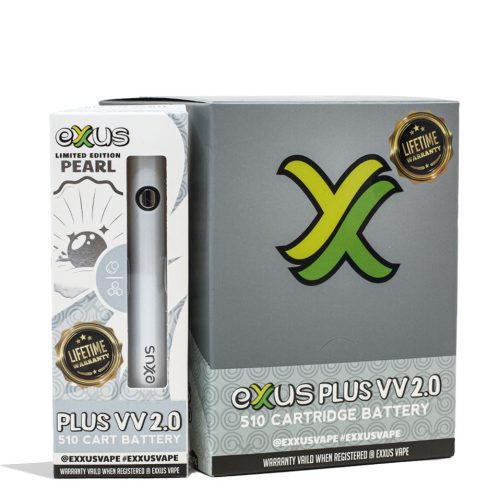 Pearl Exxus Vape Plus VV 2.0 Cartridge Vaporizer 12pk Packaging Front View on White Background