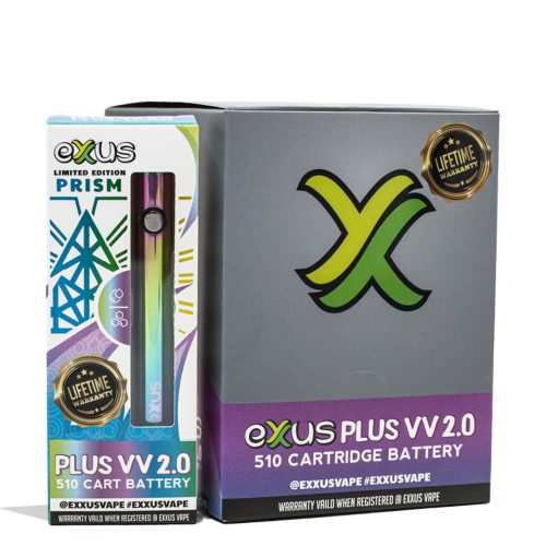 Prism Exxus Vape Plus VV 2.0 Cartridge Vaporizer 12pk Packaging Front View on White Background