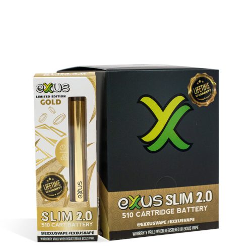 Gold Exxus Vape Slim 2.0 Cartridge Vaporizer 12pk on white background