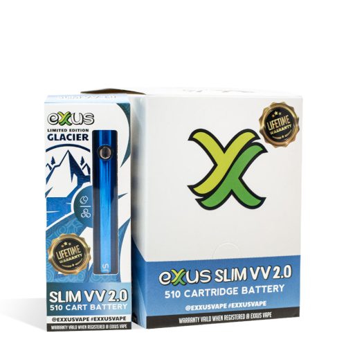 Glacier Exxus Vape Slim VV 2.0 Cartridge Vaporizer 12pk on white background