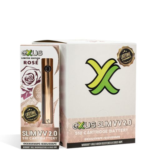 Rose Exxus Vape Slim VV 2.0 Cartridge Vaporizer 12pk on white background