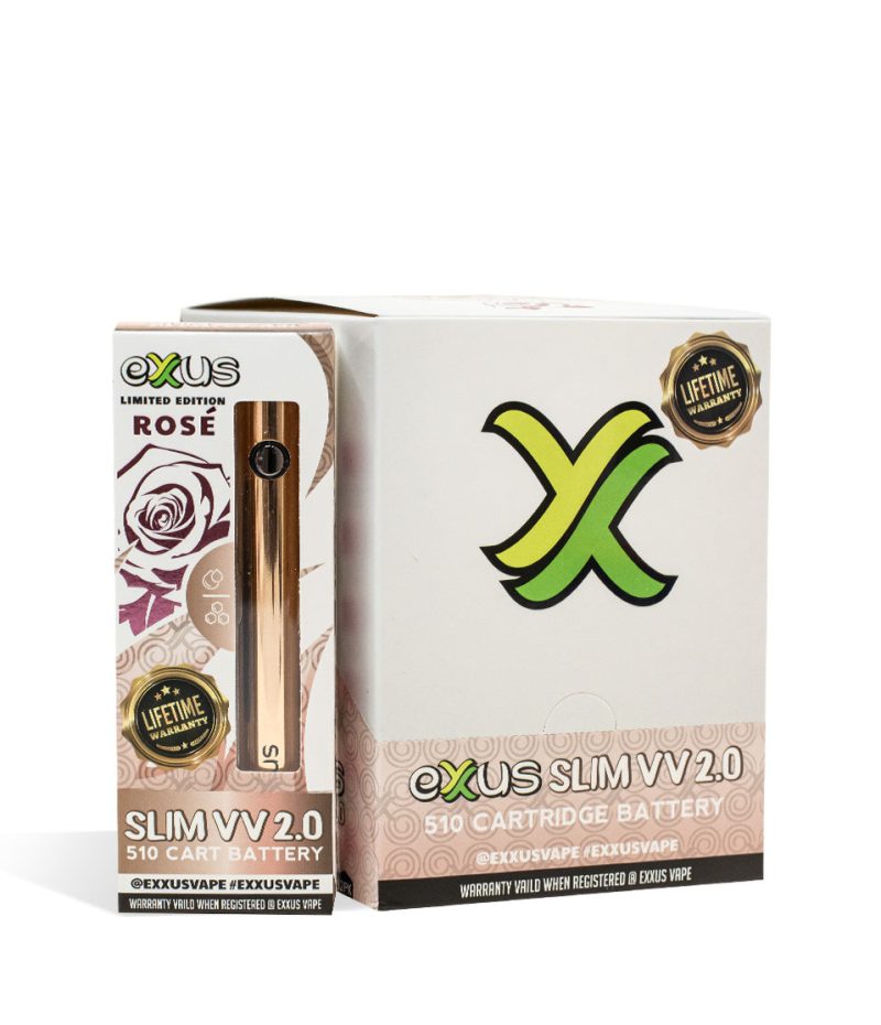 Rose Exxus Vape Slim VV 2.0 Cartridge Vaporizer 12pk on white background