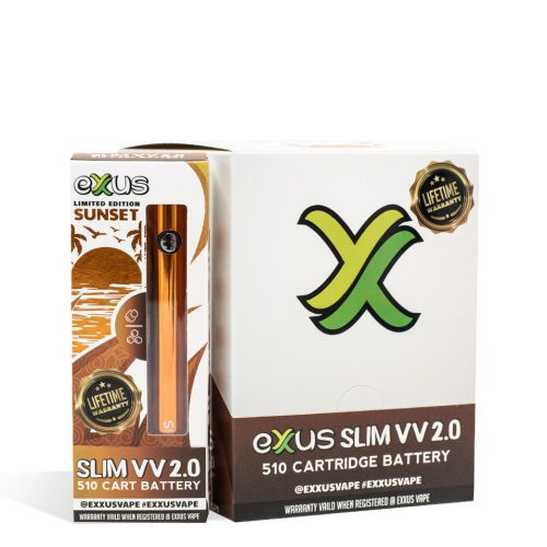 Sunset Exxus Vape Slim VV 2.0 Cartridge Vaporizer 12pk on white background