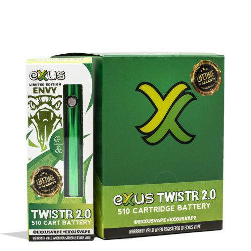 Envy  Exxus Vape Twistr 2.0 Cartridge Vaporizer 12pk Packaging Front View on White Background