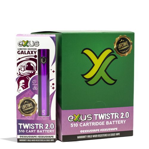 Galaxy Exxus Vape Twistr 2.0 Cartridge Vaporizer 12pk Packaging Front View on White Background