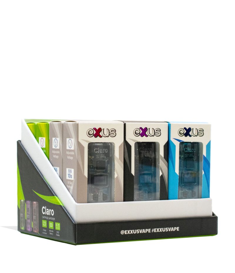 exxus vape claro cartridge vaporizer 12pk box open side