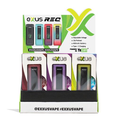 Exxus Vape REC Cartridge Vaporizer 12pk Open View with insert card on White Background