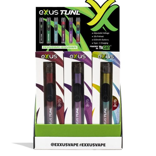 Exxus Vape TUNL Cartridge Vaporizer 12pk Open View with insert card on White Background