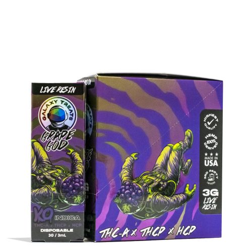 Grape God Galaxy Treats 3g THC-A | THC-P | HCP Live Resin Disposable 5pk Front View on White Background