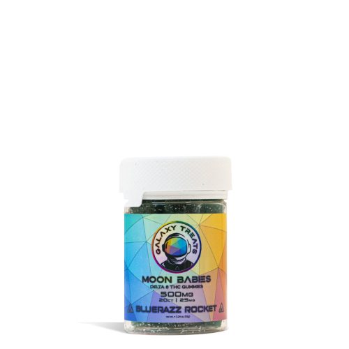 Bluerazz Rocket Galaxy Treats 500mg D8 CBD Gummies on white background