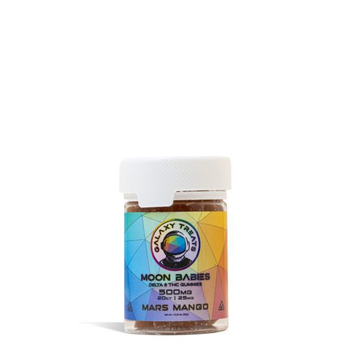 Mars Mango Galaxy Treats 500mg D8 CBD Gummies on white background