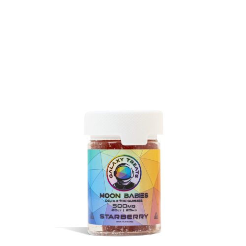 Starberry Galaxy Treats 500mg D8 CBD Gummies on white background