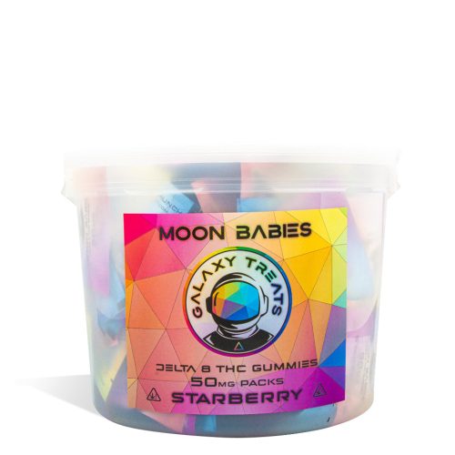 Starberry Galaxy Treats 50mg D8 CBD Gummies 100pk on white background