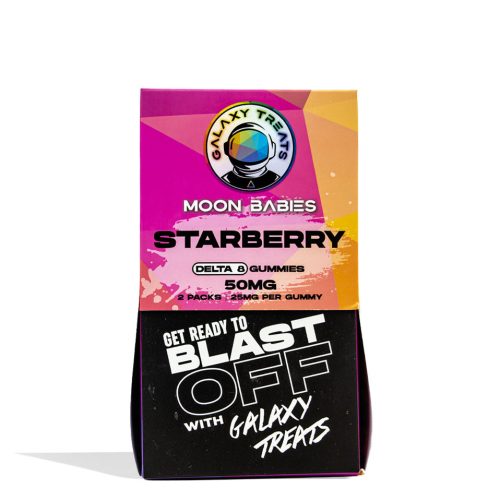 Starberry Galaxy Treats Moon Babies 50mg Delta 8 Gummies 50pk Front View on White Background