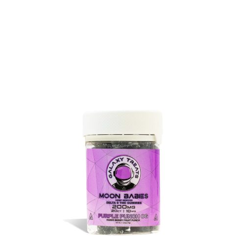 Purple Punch Galaxy Treats 200mg D9 CBD Gummies on white background