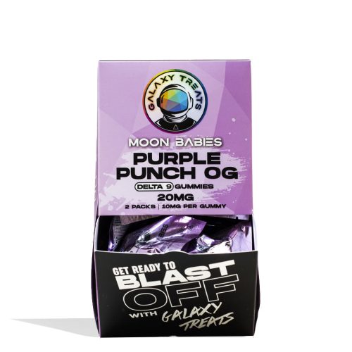 Purple Punch OG Galaxy Treats Moon Babies 20mg Delta 9 Gummies 50pk Front View on White Background