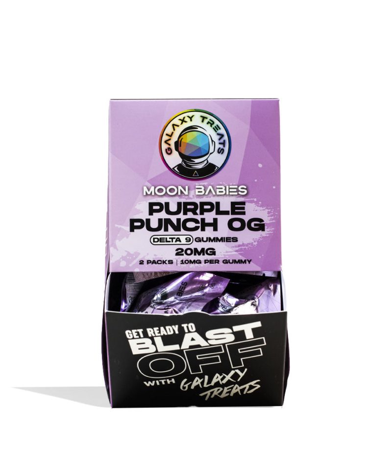 Purple Punch OG Galaxy Treats Moon Babies 20mg Delta 9 Gummies 50pk Front View on White Background