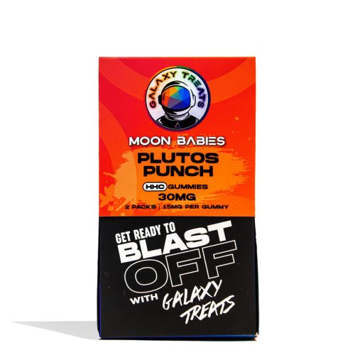 Plutos Punch Galaxy Treats Moon Babies 30MG HHC Gummies 50pk Front View on White Background