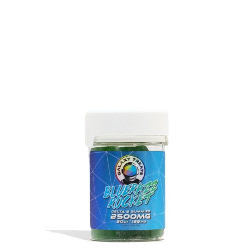 Bluerazz Rocket Galaxy Treats Moon Babies 2500mg D8 Gummies Front View on White Background