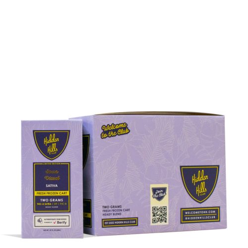 Hidden Hills Fresh Frozen Cart 2g Heady Blend Cartridge 5pk Sour Diesel on white background