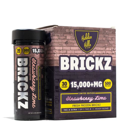 Strawberry Lime Hidden Hills Brickz Heady Blend 15000mg 6pk Front View on White Background