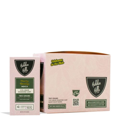 Peachy Bombay Hidden Hills VVS 2g Liquid Diamond Night Night Blend Cartridge 5pk Front View on White Background