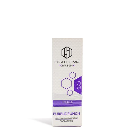 Purple Punch High Hemp 800mg D8 CBD Cartridge on white background