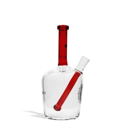 Red iDab Medium 10mm Worked Henny Bottle Water Pipe on Studio Background