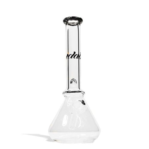 Yellow White iDab Mini Beaker Worked LLip Water Pipe Front View on White Background