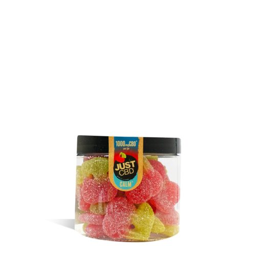 1000mg Sour Cherry Just CBD Candy on white background