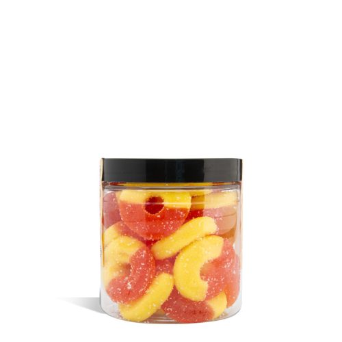 500mg Peach Rings Just CBD Candy on white background