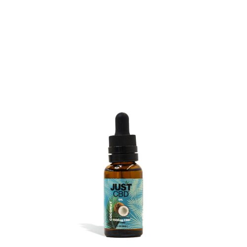 1500mg Bottle Just CBD Coconut Oil Tincture on white studio background