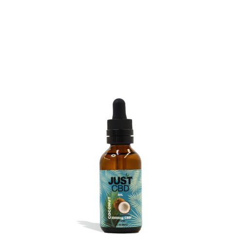 3000mg Bottle Just CBD Coconut Oil Tincture on white studio background