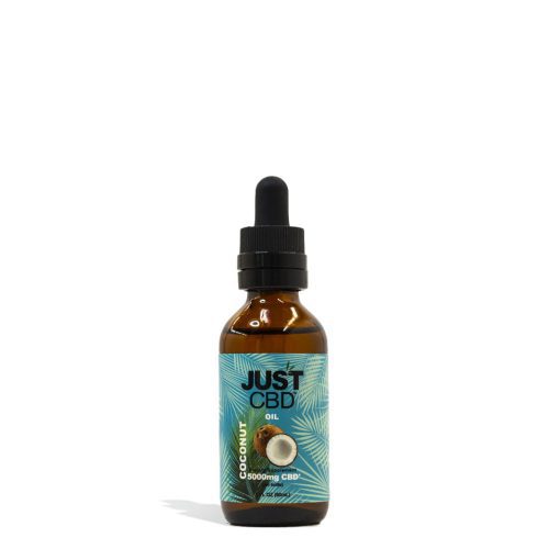 5000mg Bottle Just CBD Coconut Oil Tincture on white studio background