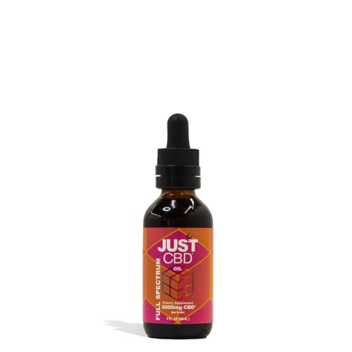 5000mg Bottle Just CBD Full Spectrum Oil Tincture on white studio background