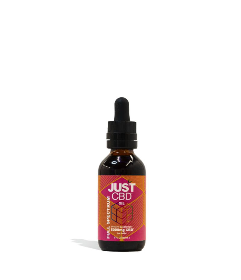 5000mg Bottle Just CBD Full Spectrum Oil Tincture on white studio background