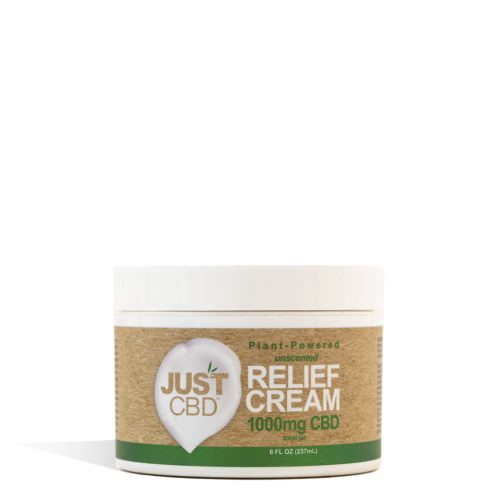 1000mg Just CBD Unscented Relief Cream on white studio background