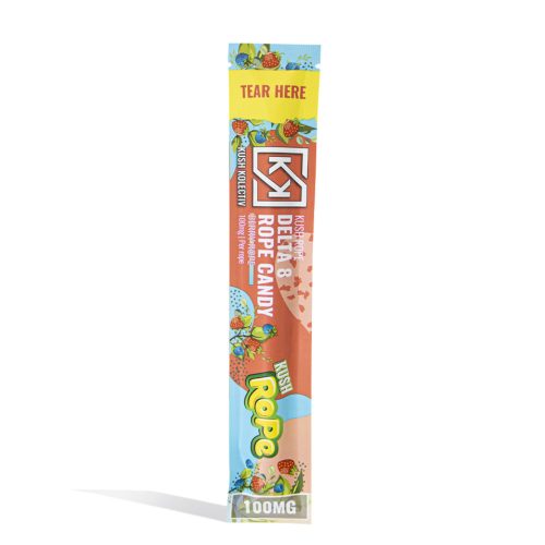 Berry Rope Kush Kolectiv 100mg D8 Gummies on white studio background