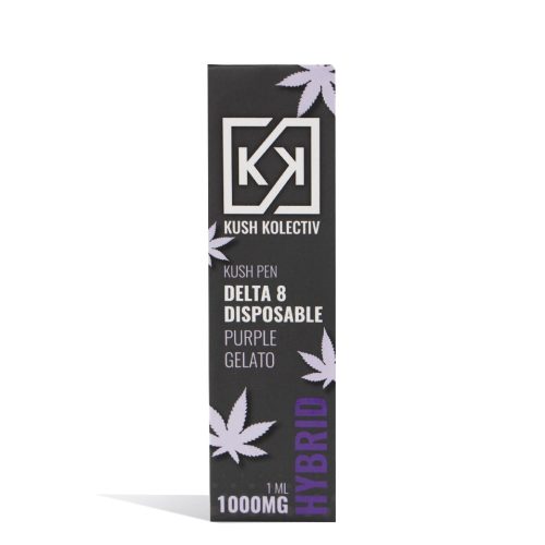 Purple Gelato Kush Kolectiv 1g D8 Disposable on white background