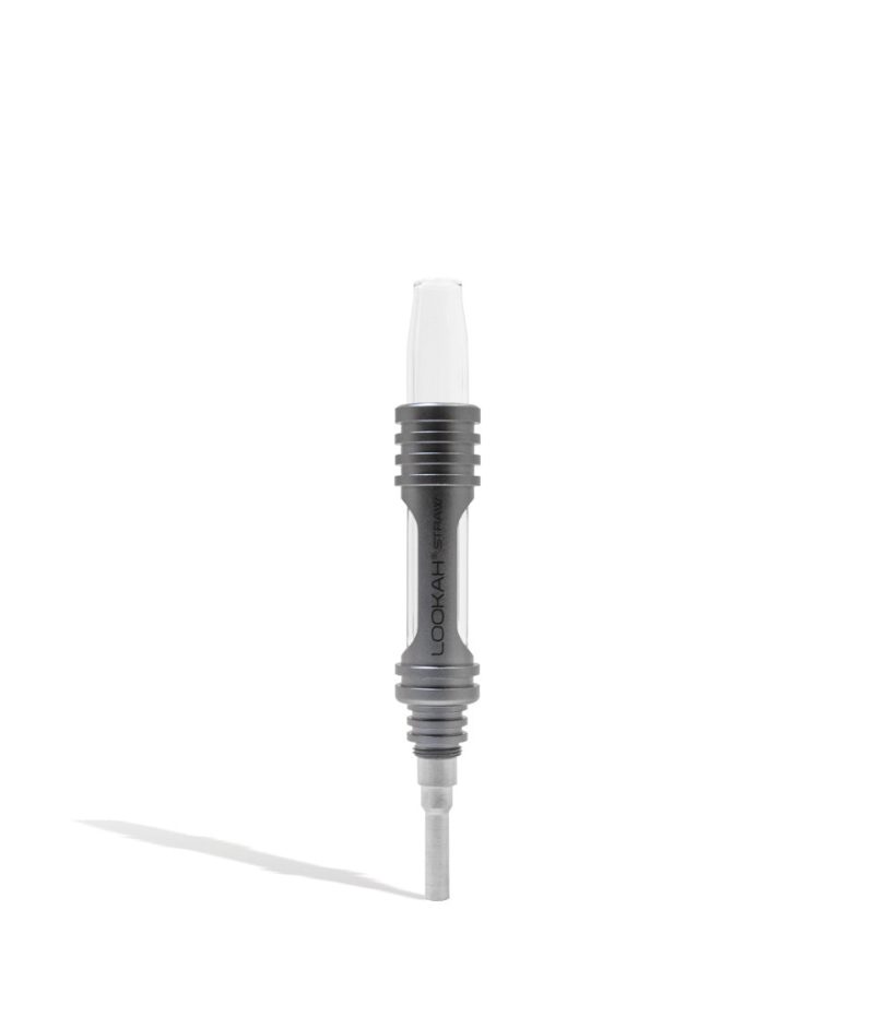 Silver Lookah Dab Straw Kit on white background