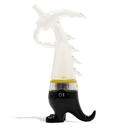 Black Lookah Dinosaur Electronic Dab Rig Front View on White Background