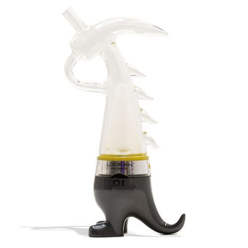 Grey Lookah Dinosaur Electronic Dab Rig Front View on White Background