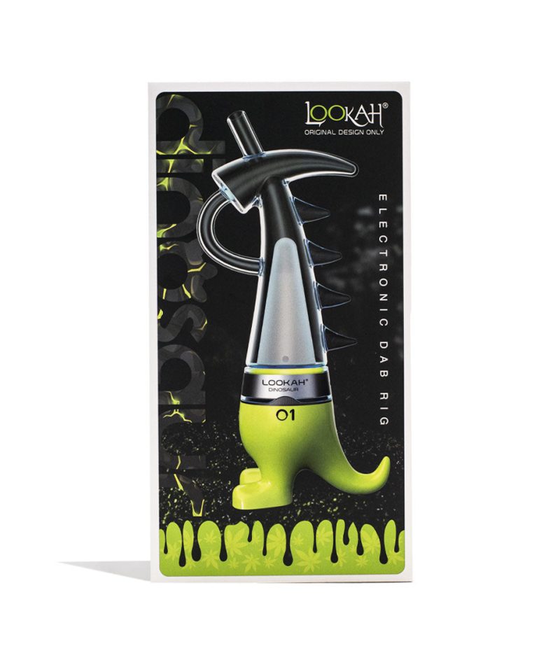 lookah dinosaur electronic dab rig neon green packaging