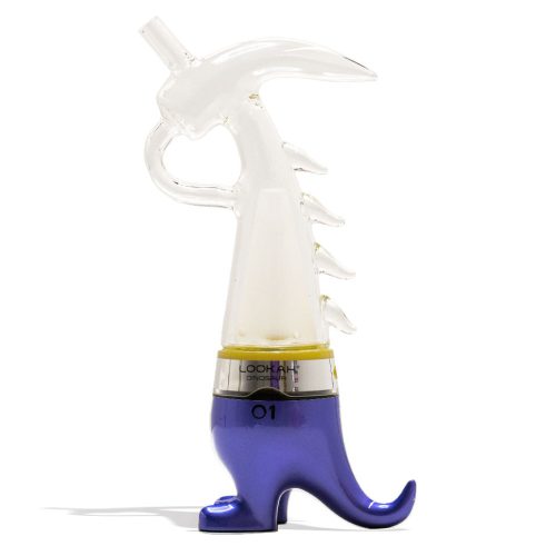 Purple Lookah Dinosaur Electronic Dab Rig Front View on White Background