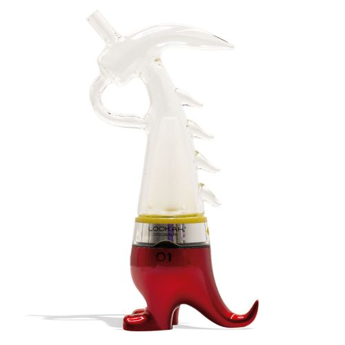 Red Lookah Dinosaur Electronic Dab Rig Front View on White Background