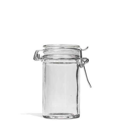 Lucky Stash Air Tight Glass Pop Top Jars 12pk Large Jar Front View on White Background