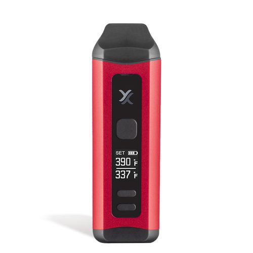 Red Front View Exxus Vape Mini Plus Vaporizer on white background