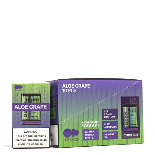 Aloe Grape Moood Cyber Series 6000 Puff Disposable 10pk Front View on White Background